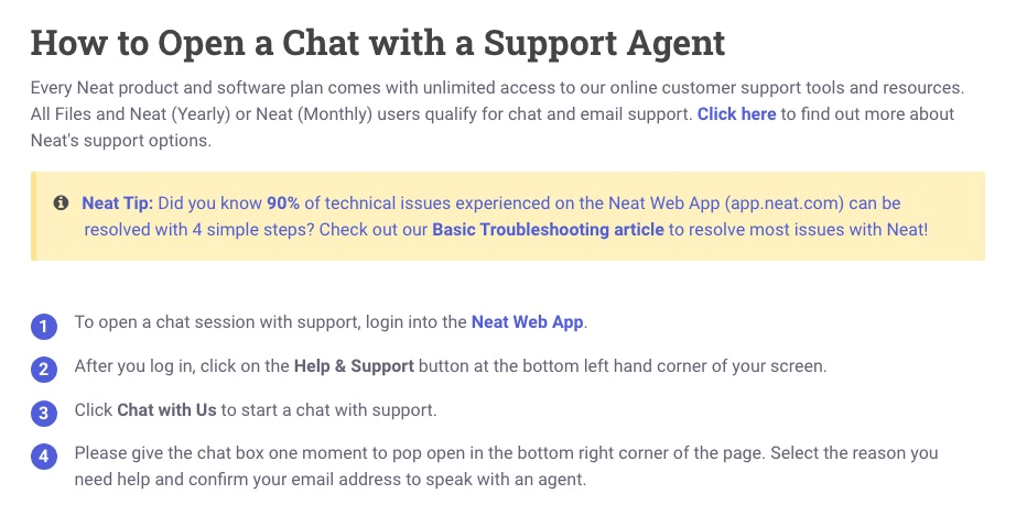 Open a Chat wih a Support Agent - How to Improve Your Customer Support - The Neat Company Blog - Resources for Small Business